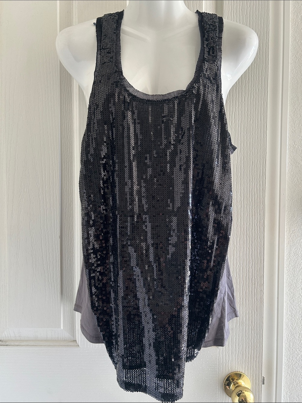 RACHEL Rachel Roy Black Sequin Tank Top